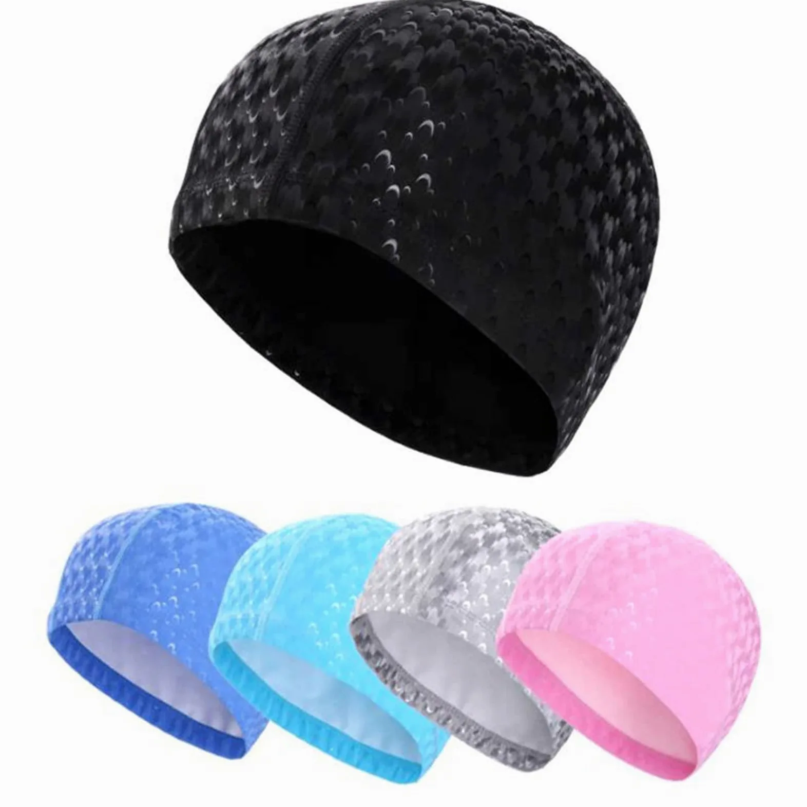 Nylonowy Czepek Pływacki, Czepek pływacki z PVC dla dorosłych mężczyzn i kobiet unisex wielokolorowy ochrona słuchu antypoślizgowy 25x17,5 cm(Sky Blue)