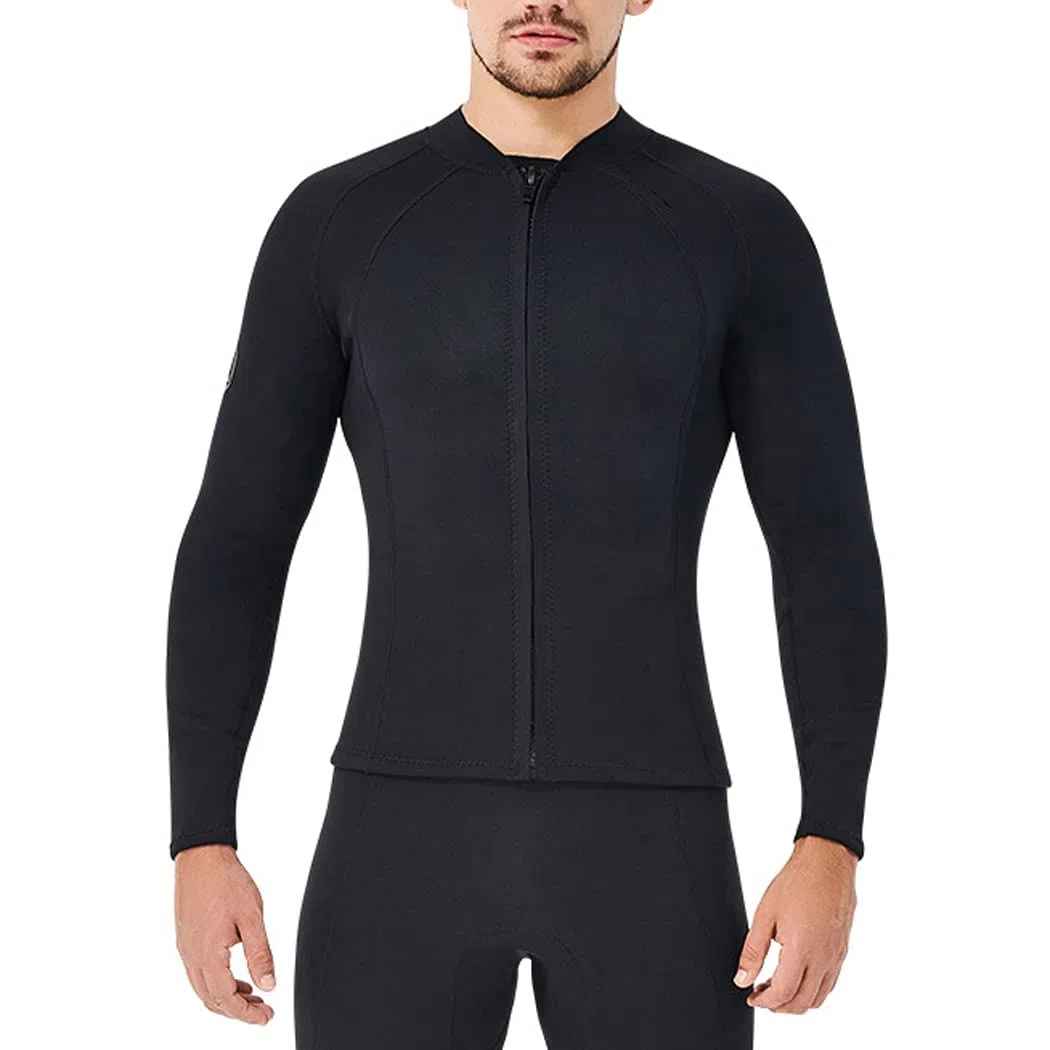 Kombinezon Top mężczyźni/kobiety wysypka Guard koszulki do pływania 2mm neopren z długim rękawem ochrona UV rozciągliwy wąski strój kąpielowy Top do sportów wodnych