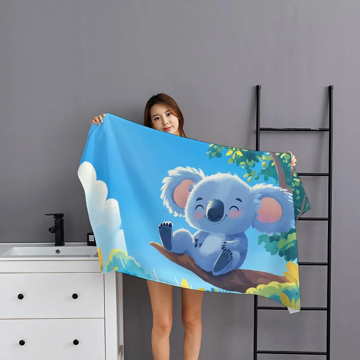 2 szt., bardzo duże 100 x 220 cm, niebieski, szybkoschnący ręcznik z mikrofibry, bez piasku, plażowy, lekki podróżny, kompaktowy ręcznik kempingowy z torbą do przechowywania, chłonny, dla kobiet