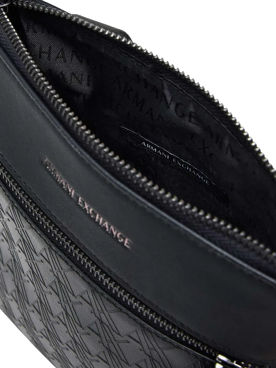 Armani Exchange Męski Płaska Torba Listonoszka Na Ramię, Black, One Size